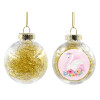 Transparent Christmas tree ball ornament with gold filling 8cm