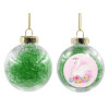 Transparent Christmas tree ball ornament with green filling 8cm