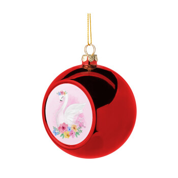 White swan, Christmas tree ball Red 8cm