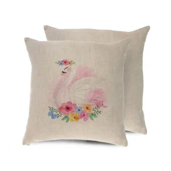 White swan, Μαξιλάρι καναπέ ΛΙΝΟ 40x40cm περιέχεται το  γέμισμα