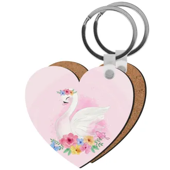 Λευκός κύκνος, Μπρελόκ Ξύλινο καρδιά MDF