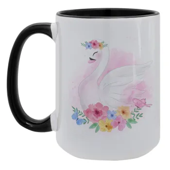 White swan, Κούπα Mega 15oz, κεραμική Μαύρη, 450ml