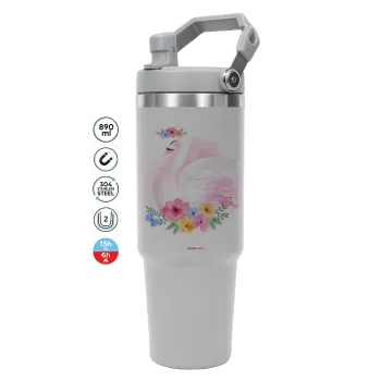 White swan, GREY color, 890ml (30oz) stainless Steel Tumbler with Handle