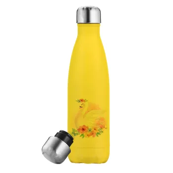 White swan, Yellow Stainless Steel Metallic Thermos, double-walled, 500ml
