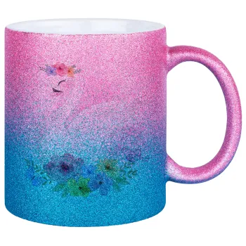 White swan, Κούπα Χρυσή/Μπλε Glitter, κεραμική, 330ml
