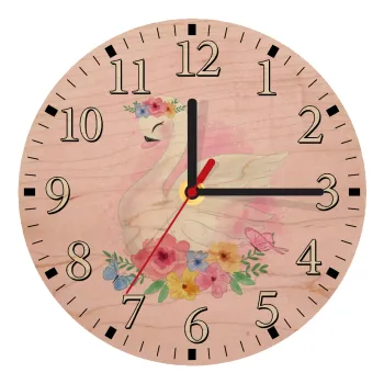 White swan, Ρολόι τοίχου ξύλινο plywood (20cm)
