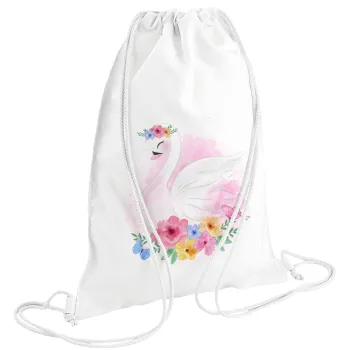 White swan, Backpack pouch GYMBAG white (28x40cm)