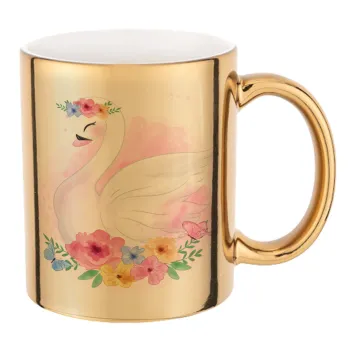 Λευκός κύκνος, Κούπα κεραμική, χρυσή καθρέπτης, 330ml