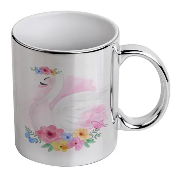 Λευκός κύκνος, Κούπα κεραμική, ασημένια καθρέπτης, 330ml