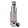 Metallic water bottle, stainless steel, 750ml
