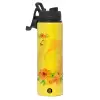 Metallic water bottle with safety lid, 850ml aluminum