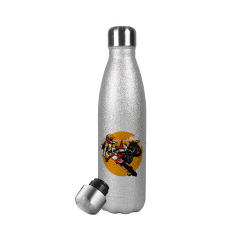 Motocross, Metallic Glitter Silver Thermos Flask (Stainless steel), double-walled, 500ml