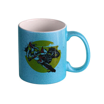 Motocross, Κούπα Σιέλ Glitter που γυαλίζει, κεραμική, 330ml