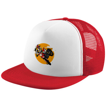 Motocross, Καπέλο παιδικό Soft Trucker με Δίχτυ Red/White 