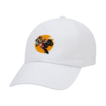 Motocross, Καπέλο Ενηλίκων Baseball Λευκό 5-φύλλο (POLYESTER, ΕΝΗΛΙΚΩΝ, UNISEX, ONE SIZE)