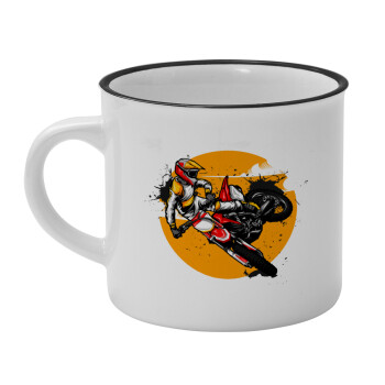 Motocross, Κούπα κεραμική vintage Λευκή/Μαύρη 230ml