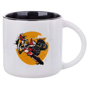 Motocross, Κούπα κεραμική 400ml Λευκή/Μαύρη