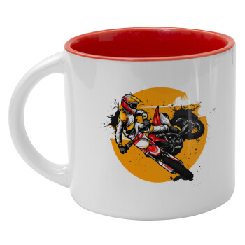 Motocross, Κούπα κεραμική 400ml Λευκή/Κόκκινη