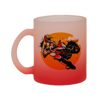 Motocross, Κούπα γυάλινη δίχρωμη με βάση το κόκκινο ματ, 330ml