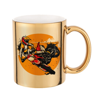 Motocross, Mug ceramic, gold mirror, 330ml