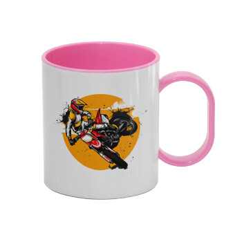 Motocross, Κούπα (πλαστική) (BPA-FREE) Polymer Ροζ για παιδιά, 330ml