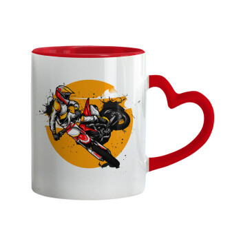 Motocross, Κούπα καρδιά χερούλι κόκκινη, κεραμική, 330ml