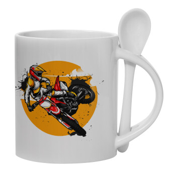 Motocross, Κούπα, κεραμική με κουταλάκι, 330ml (1 τεμάχιο)