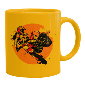 Motocross, Κούπα, κεραμική κίτρινη, 330ml (1 τεμάχιο)