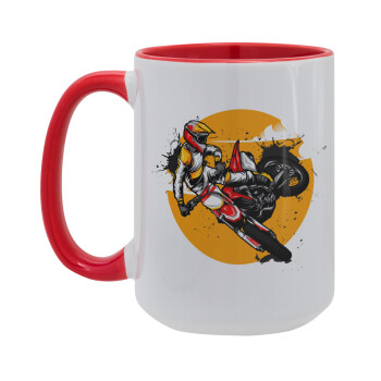 Motocross, Κούπα Mega 15oz, κεραμική Κόκκινη, 450ml
