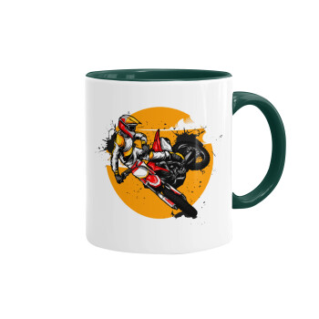 Motocross, Κούπα χρωματιστή πράσινη, κεραμική, 330ml