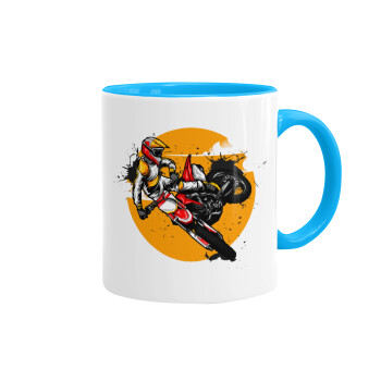 Motocross, Mug colored light blue, ceramic, 330ml