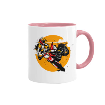 Motocross, Mug colored pink, ceramic, 330ml