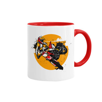 Motocross, Mug colored red, ceramic, 330ml
