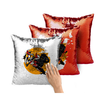 Motocross, Μαξιλάρι καναπέ Μαγικό Κόκκινο με πούλιες 40x40cm περιέχεται το γέμισμα