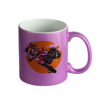 Motocross, Κούπα Μωβ Glitter που γυαλίζει, κεραμική, 330ml