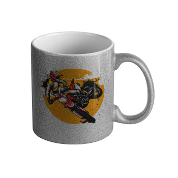 Motocross, Κούπα Ασημένια Glitter που γυαλίζει, κεραμική, 330ml