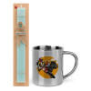 Easter Set, metallic thermal cup (300ml) & aromatic flat Easter candle (30cm) (TURQUOISE)