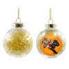 Transparent Christmas tree ball ornament with gold filling 8cm
