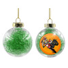 Transparent Christmas tree ball ornament with green filling 8cm