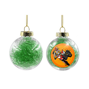 Motocross, Χριστουγεννιάτικη μπάλα δένδρου διάφανη με πράσινο γέμισμα 8cm