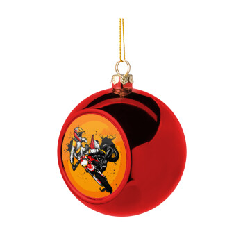 Motocross, Χριστουγεννιάτικη μπάλα δένδρου Κόκκινη 8cm