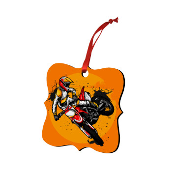 Motocross, Christmas ornament polygon wooden 7.5cm