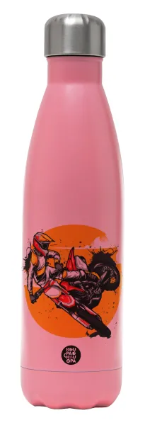 Motocross — Μεταλλικό παγούρι θερμός Ροζ Ματ (Stainless steel), διπλού τοιχώματος, 500ml