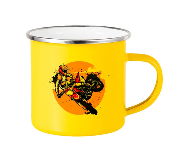 Motocross — Yellow Enamel Metallic Cup 360ml