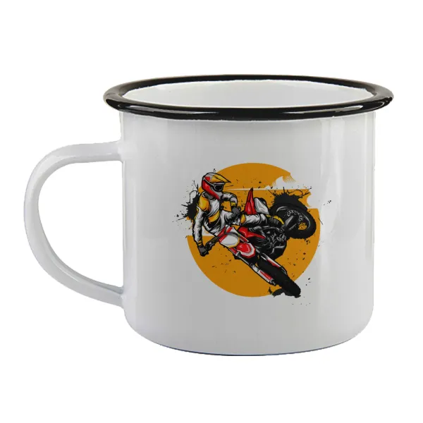 Motocross — Enamel mug with black rim, 360ml