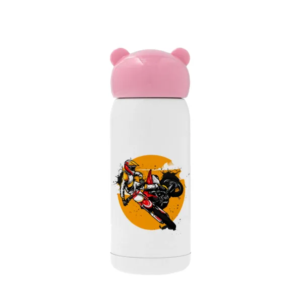 Motocross — Pink stainless steel thermal flask, 320ml