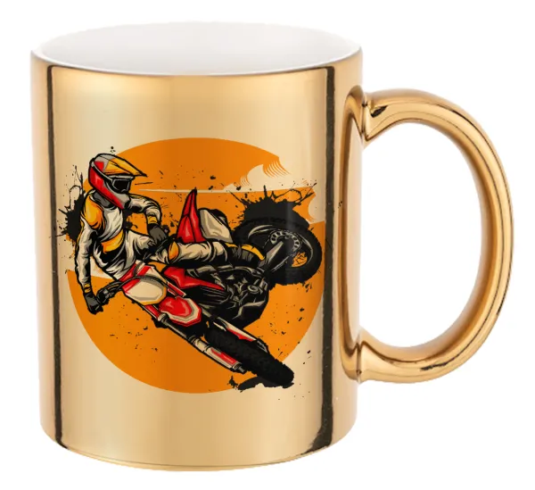 Motocross — Mug ceramic, gold mirror, 330ml