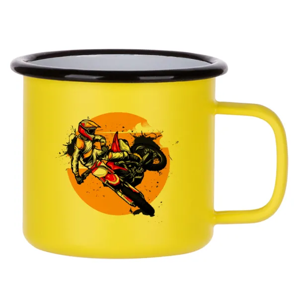 Motocross — Κούπα Μεταλλική εμαγιέ ΜΑΤ Κίτρινη 360ml