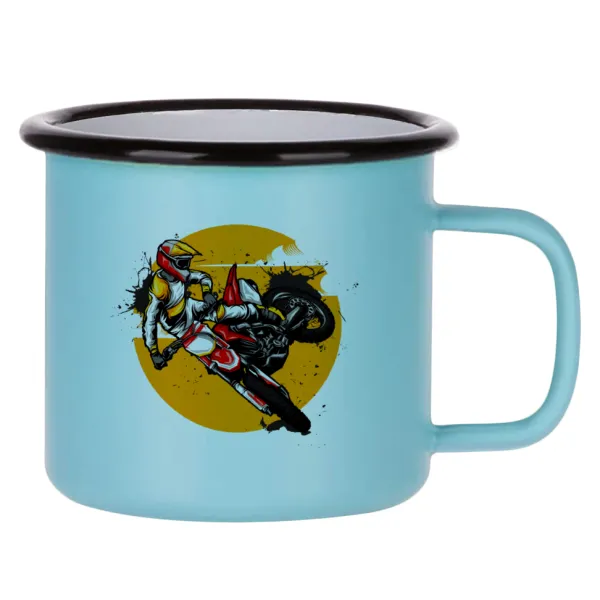 Motocross — Κούπα Μεταλλική εμαγιέ ΜΑΤ σιέλ 360ml