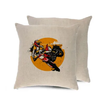 Motocross, Μαξιλάρι καναπέ ΛΙΝΟ 40x40cm περιέχεται το  γέμισμα